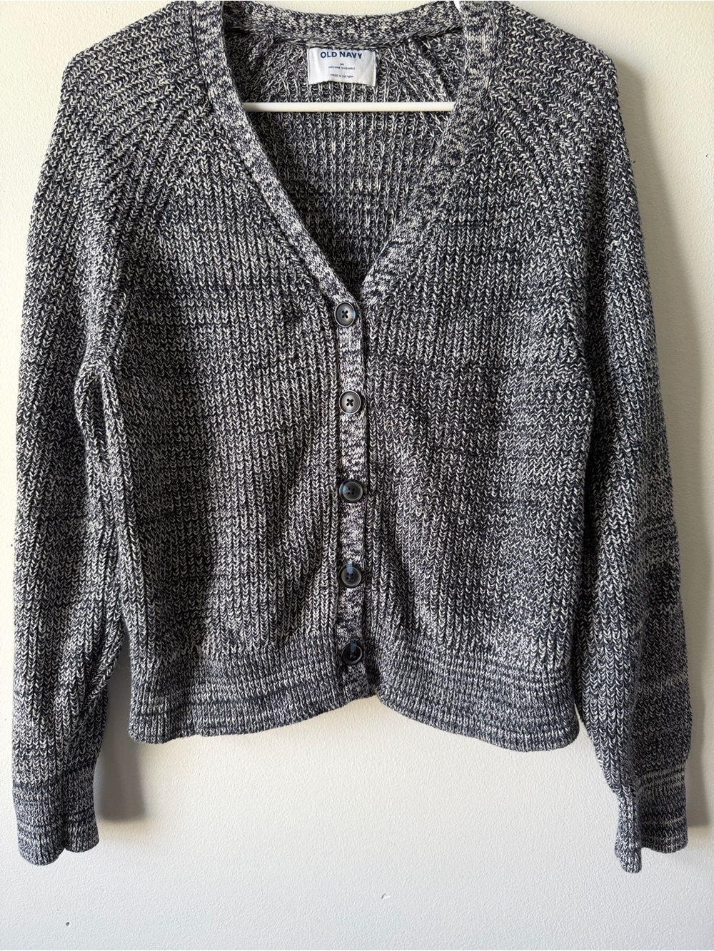 Old Navy Gray Marled V-Neck Button Cardigan M